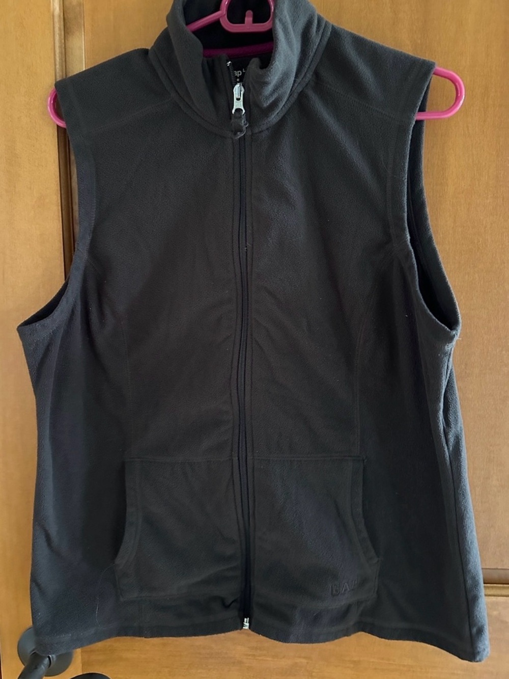 Gap Brown Fleece Full Zip Vest Jacket Embroidered Logo Mock Neck Sz L 🤎